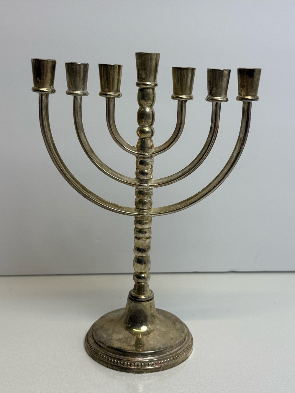 Vintage 7” Menorah 925 silver plated 24 Gold plated “Amy’ Art Work Israel